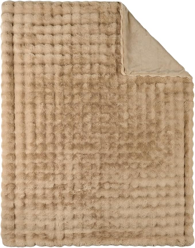 Lotus Karen Faux Fur Blanket - Big Bubble Rabbit Fluff Twin Size, 60x80 Inches