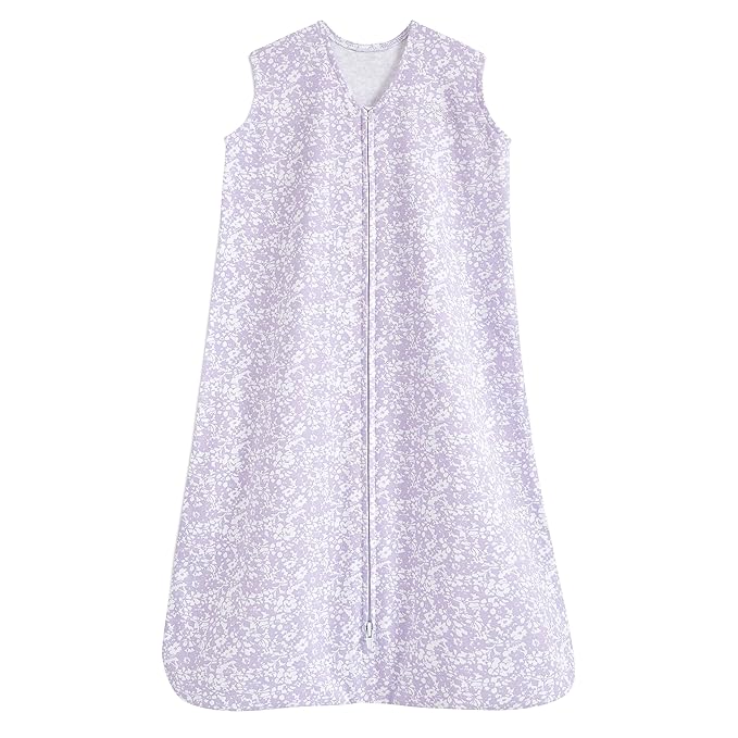 HALO SleepSack, 100% Cotton Wearable Blanket, Swaddle Transition Sleeping Bag, TOG 0.5, Aster Flowers-purple, Small, 0-6 Months