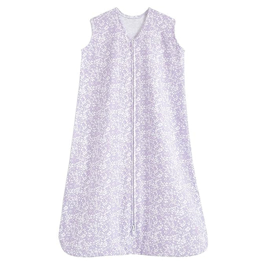 HALO SleepSack, 100% Cotton Wearable Blanket, Swaddle Transition Sleeping Bag, TOG 0.5, Aster Flowers-purple, Small, 0-6 Months