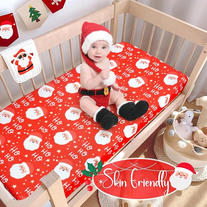 UOMNY Santa Claus Crib Sheet Christmas Fitted Crib Sheets Baby Sheet for Standard Crib and Toddler Mattresses Nursery Bedding Sheet Crib Mattress Sheets for Boys and Girls 1 Pack Space Toddler