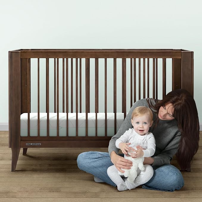 Delta Children Starlit Sky 2-Stage Crib and Toddler Mattress for Infants & Toddlers - Removable Machine Washable Mattress Cover - Waterproof - GREENGUARD Gold - Made in USA, Green