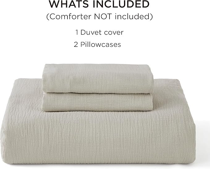 Bedsure 100% Muslin Cotton Duvet Cover King Size - Ultra-Soft, Breathable & Lightweight - Linen Like Gauze Comforter Cover Set with Button Closure and Corner Ties (Linen, King, 104"x90")