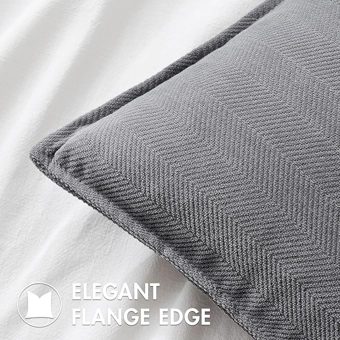 MIULEE Pack of 2 Grey Decorative Pillow Covers 20x20 Inch Soft Chenille Luxurious Couch Throw Pillows Farmhouse Cushion Covers with Elegant Design for Sofa Bedroom Living Room Home Decor