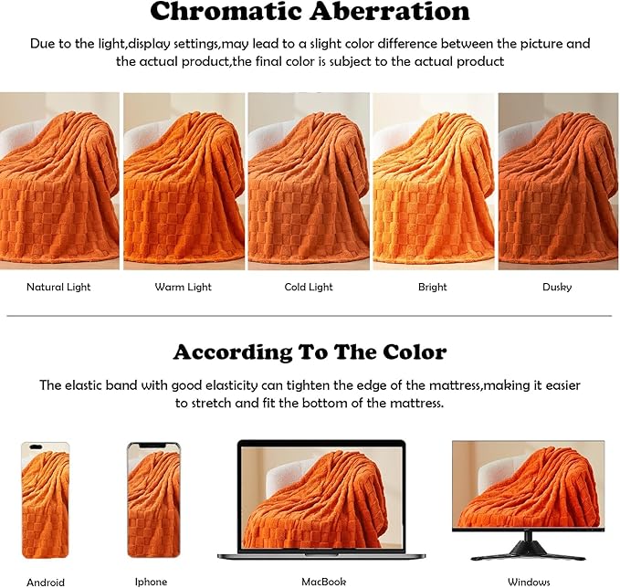 NEWCOSPLAY Super Soft Twin Blanket Orange Premium Silky Flannel Fleece 3D Checkered Lightweight Bed Blanket All Season Use (Orange Checkered, Twin(60"x80"))
