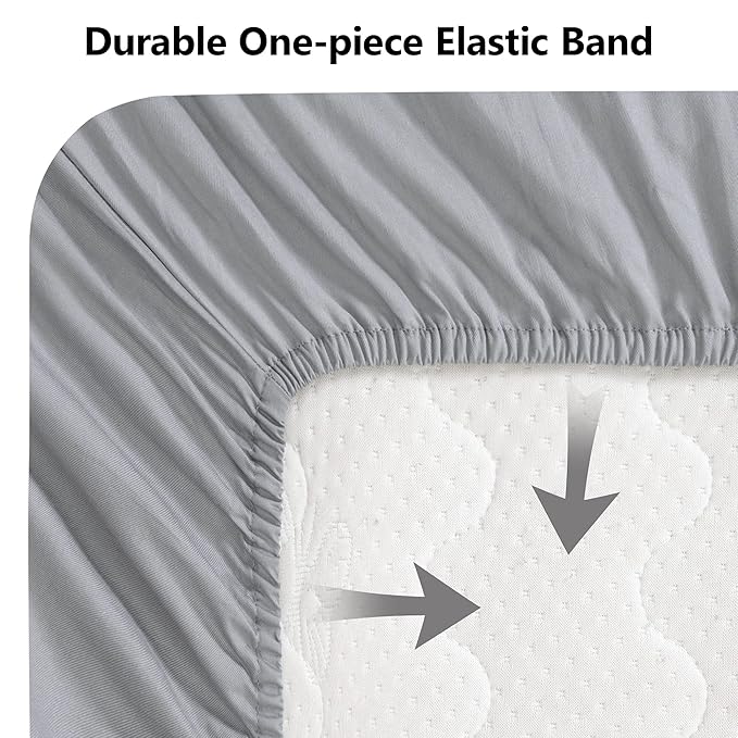 TILLYOU Fitted Crib Sheets - 100% Cotton Fitted Sheets for Standard Crib Mattress, Toddler Bed Mattress Fitted Sheets 2 Pack, Machine Washable, 28x52, White&Charcoal Gray