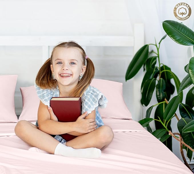 400 Thread Count 100% American Grown Cotton Flat Sheet - Cooling Sheets - Full Sheets - Luxury Sateen Weave - Full Flat Sheet Sold Separately - Super Soft Pink Flat Sheet Only (Full, Kyoto Blush)
