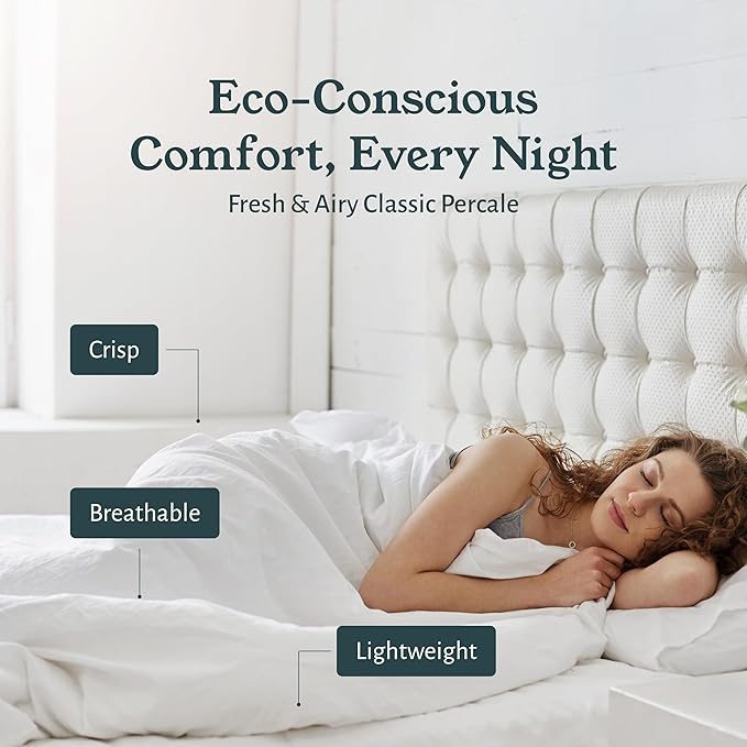 California Design Den 2-Pack Twin Sheets Set - 100% Organic Cotton, Crisp and Breathable Percale Feel, Deep Pocket White Bed Sheets, Lightweight Bedding Set - White
