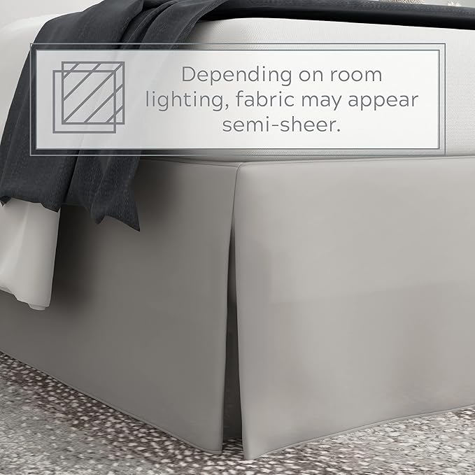 Bed Maker’s Never Lift Your Mattress Bed Skirt, Designed for Box Spring Beds, Split Corners, 14 Inch Drop Length, Twin, Silver
