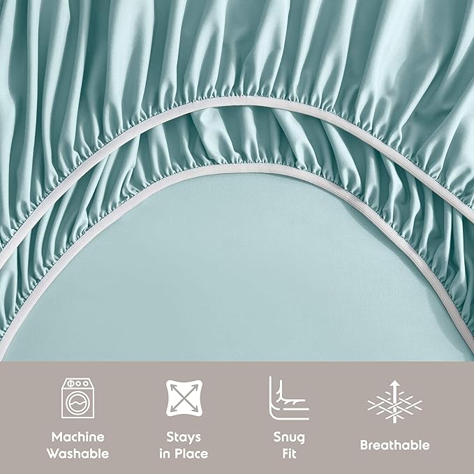 Nestl Twin Sheet Set - 1800 Ultra-Soft Microfiber Twin Bed Sheets - Double Brushed - Deep Pockets - Easy Fit - Extra Soft - 3 Piece Set - Bedding Sheets & Pillowcases (Twin, Light Blue)