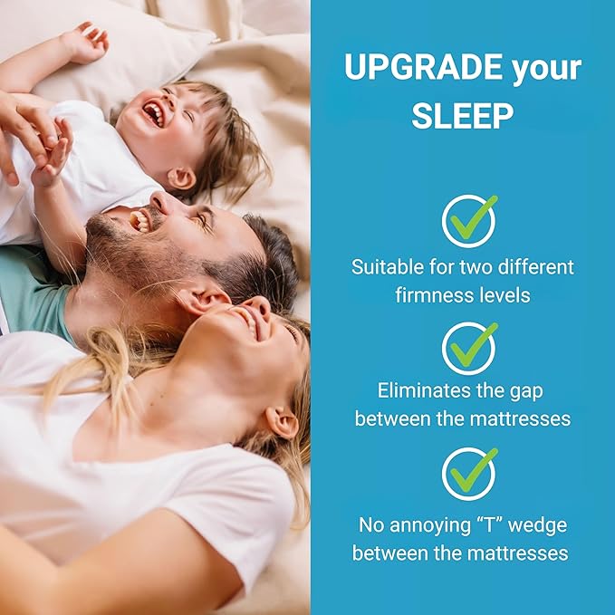 Twin to King Bed Converter | No Slipping | Innovative Solution as Bed Bridge for Couples & Families | Split King Gap Filler for Adjustable Bed, Installed in < 5 Min