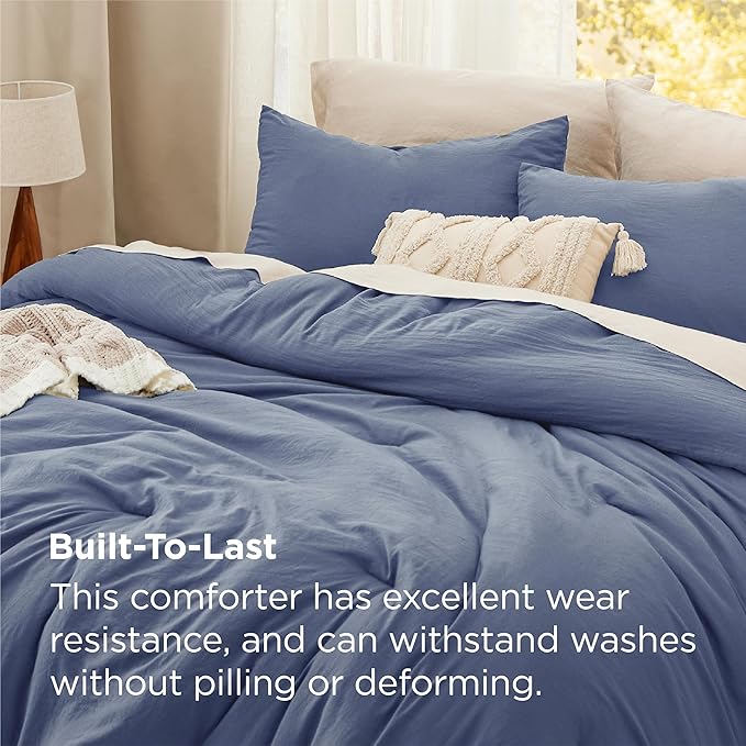 Bedsure King Comforter Set, Blue Soft Prewashed Bedding for All Seasons, 3 Pieces GentleSoft™ Bed Set, 1 Lightweight Comforter (104"x90") and 2 Pillowcases (20"x36")