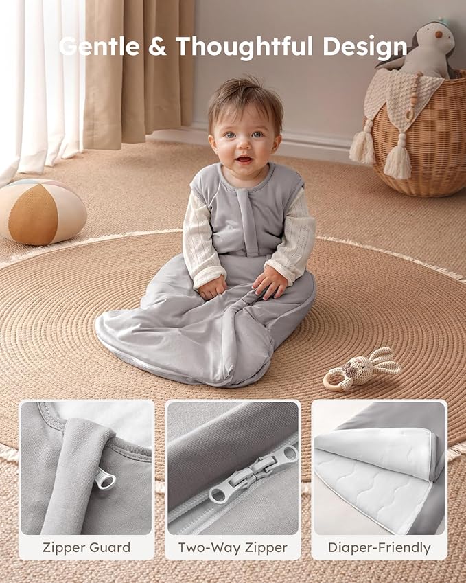 Yoofoss Rayon Made from Bamboo Baby Sleep Sack 12-18 Months 1.0 Tog Baby Wearable Blanket, Super Soft Infant Toddler Sleeping Sack 2-Way Zipper