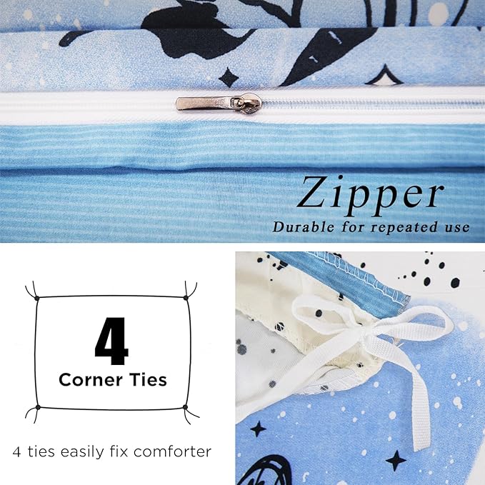 Blue Duvet Cover Set King Blue Butterfly Cornflower Floral Reversible Bedding Microfiber Soft Durable Comforter Cover Pillowcases Luxury Bedroom Apartment Home Decor Modern Bedding Machine Washable
