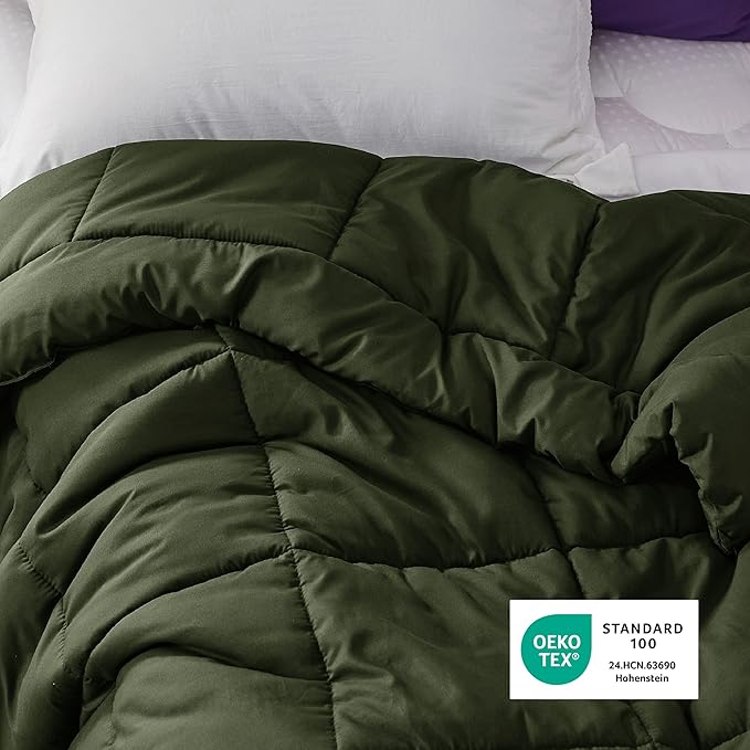 Bedsure Comforter Duvet Insert - Quilted Comforters Twin XL Size, All Season Duvet, Down Alternative Bedding, with 8 Tabs, Gifts for Women/Men, Olive Green, Twin XL 92 x 68 Inches