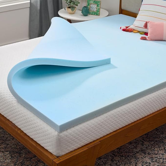 Linenspa Memory Foam Mattress Topper, King Size - 2 Inch Gel Infused Memory Foam - Plush Feel - Cooling and Pressure Relieving - CertiPUR Certified