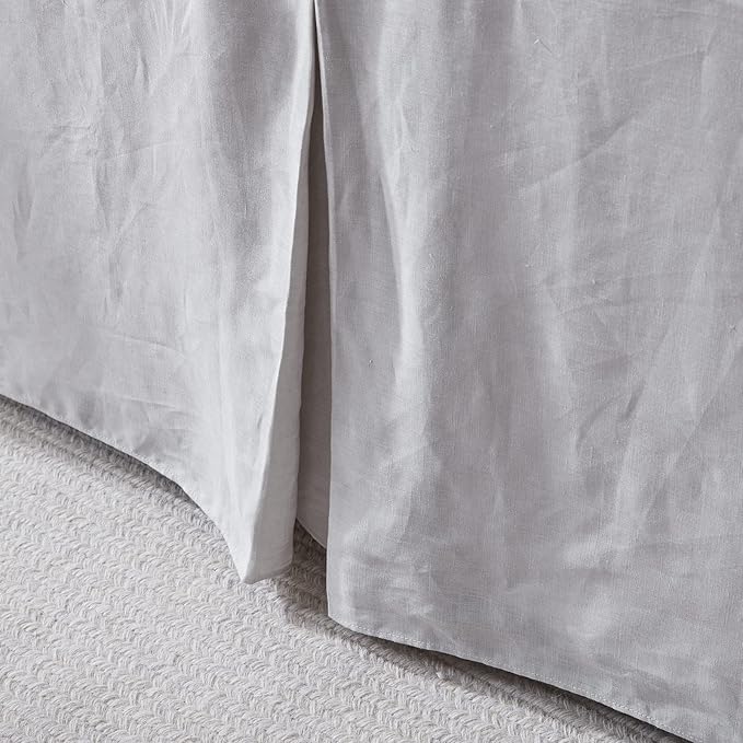 Simple&Opulence Premium Linen Bed Skirt Basic Style 18 inch Tailored Drop Dust Proof Easy Fit Breathable (18'' Basic-Grey, Queen)