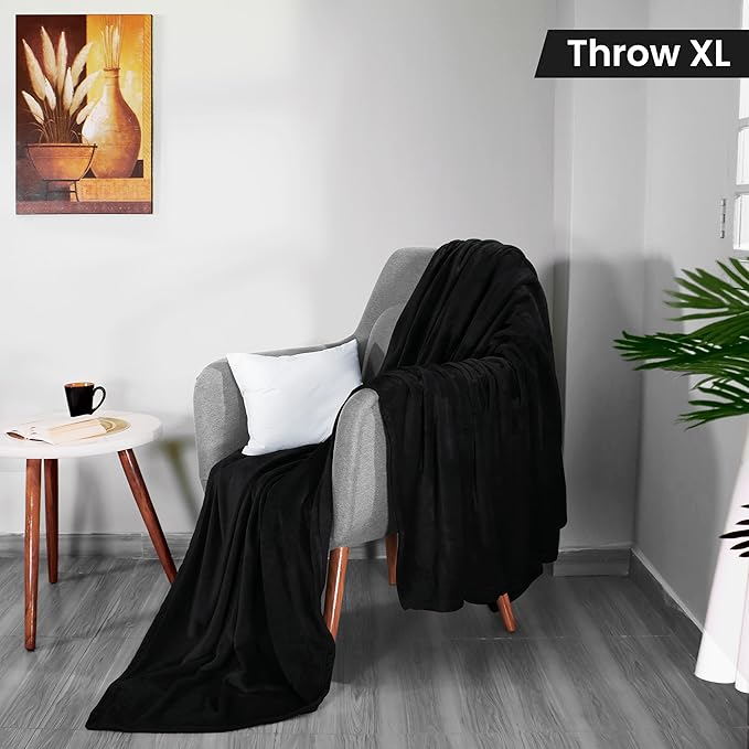 Utopia Bedding Fleece Blanket Throw XL Size Black (50x70 Inches) Ultra Soft Warm Lightweight Anti-Static Cozy Winter Blanket for Bed, Couch, Sofa and Chair, All-Season Home Decor Gift for Men & Women