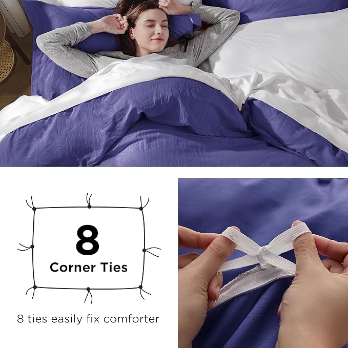 Bedsure Skipper Blue Oversized King Duvet Cover - 3 Pieces Prewashed Cotton-Like Polyester Extra Soft Bedding Set, Includes 1 Duvet Cover 120''x98'' with Zipper Closure & 2 Pillow Shams, No Comforter