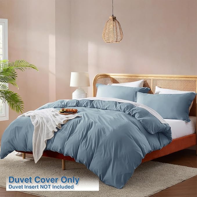 Nestl Stone Blue Duvet Cover King Size - Soft Double Brushed King Duvet Cover Set, 3 Piece, with Button Closure, 1 Duvet Cover 104x90 inches and 2 Pillow Shams