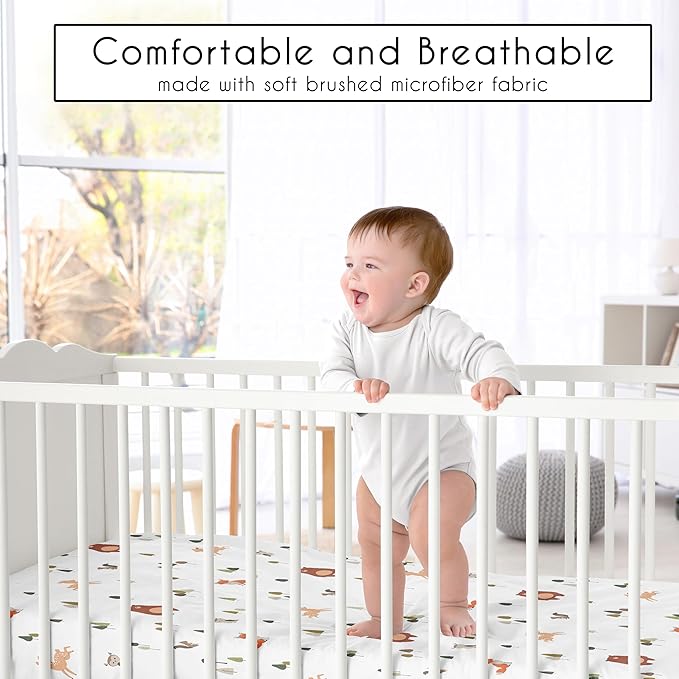 Sweet Jojo Designs 3-Piece Baby Crib Bedding Set (Woodland Animals) for Boys or Girls, Infants/Nursery incl. Blanket, Fitted Sheet and Crib Skirt (Neutral Theme, Woods, Forest Animal, Bear, Deer Fox)