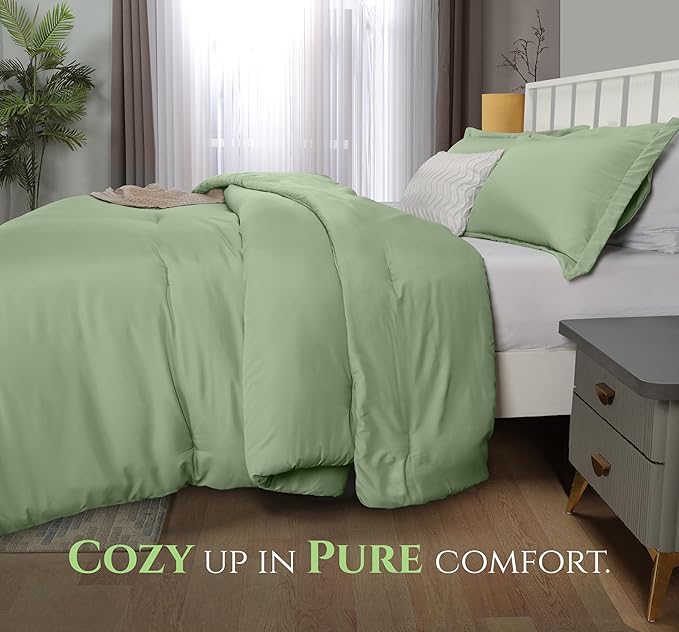 King Comforter Set 3 Piece Sage Green by Utopia Bedding, Comforters King Size, Bedding Comforters Sets, Down Alternative Soft Bed Set, 1 Comforter (90 x 102 inches) 2 Pillow Shams (20 x 36 inches)