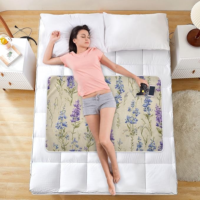 Waterproof Bed Pad Reusable Changing Pad Toddler Mattress Protector Large Pee Pad Baby Diaper Pad Soft Washable Liner Bluebonnet Lavender