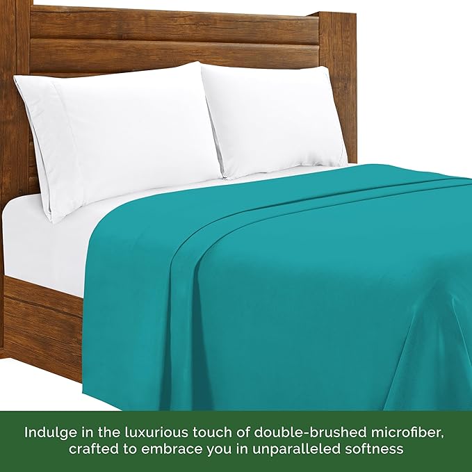 Luxury Flat Sheet on Amazon Elegant Comfort Wrinkle-Free 1500 Premier Hotel Quality 1-Piece Flat Sheet, California King Size, Turquoise