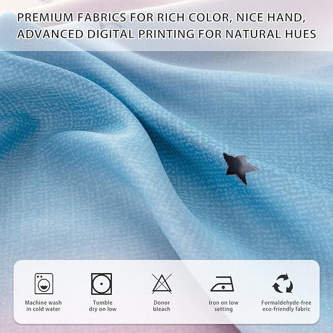 XiDi Girls Blackout Curtains 120 Inches Long for Bedroom, Room Darkening Grommet Window Ombre Curtains 2 Panel Sets, Kids Unicorn Princess Theme Decor Colorful Rainbow Design Pink Purple 42Wx120L