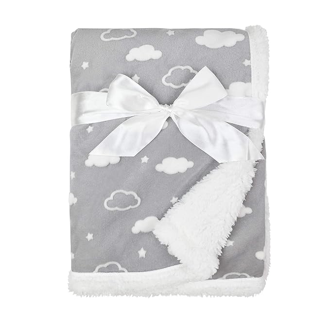 American Baby Company Heavenly Soft Chenille Sherpa Receiving Blanket (30" x 35"), 3D Gray, Warm and Cozy for Boys and Girls, Ideal for Baby Carrier, Stroller, and Travel