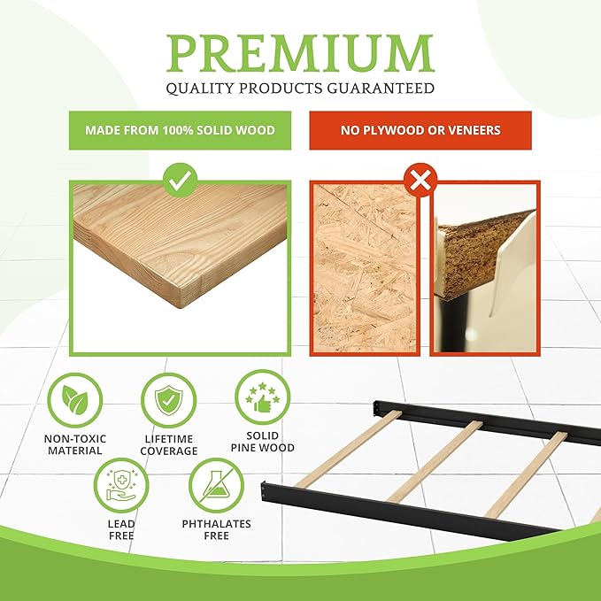 Full-Size Conversion Kit Bed Rails for Baby Cache Convertible Cribs - Solid Wood Rail - Toddler and Adult Bed Rail for Full-Size Beds - Essential Nursery & Baby Furniture (Black)