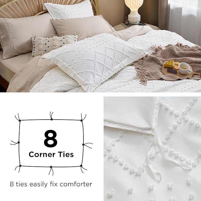 Bedsure Boho Twin Duvet Cover Size - Light Grey Breathable & Soft Boho Bedding, Machine Washable Comforter Cover for All Seasons, Includes 1 Duvet Cover 68"x90" with 1 Pillow Sham & Zipper Closure