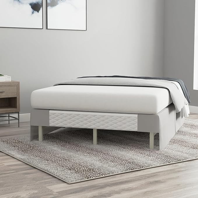 Bed Maker’s Never Lift Your Mattress Bed Skirt, Designed for Box Spring Beds, Split Corners, 14 Inch Drop Length, King, Silver