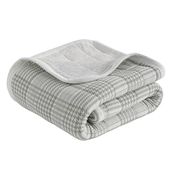 NTBAY Jersey Cotton Quilted Toddler Blanket, Breathable and Warm for Boys and Girls Baby Blanket, 30x40 Inches, Grey Grid