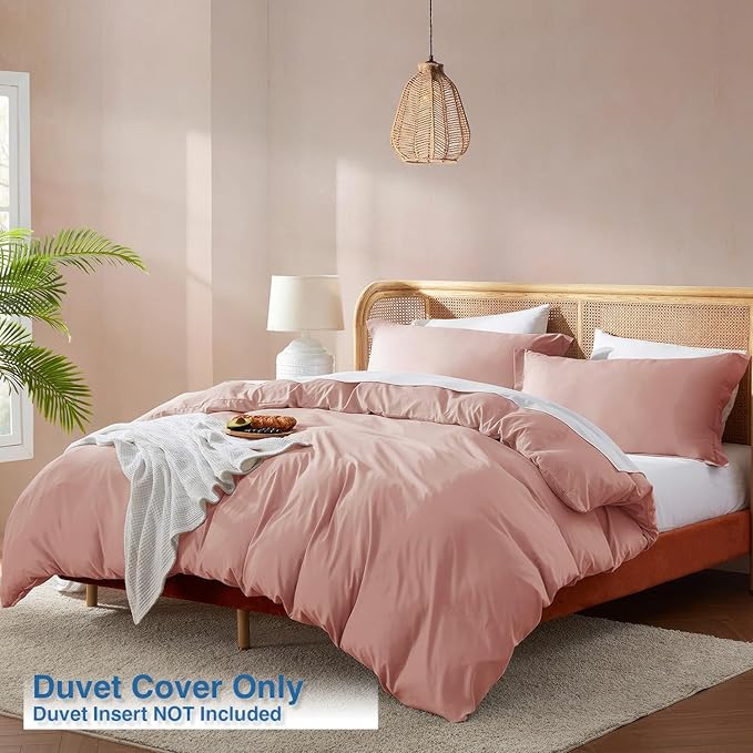 Nestl Twin Duvet Cover Set - Soft Double Brushed Blush Pink Duvet Cover Twin XL, 2 Piece, with Button Closure, 1 Duvet Cover 68x90 inches and 1 Pillow Sham