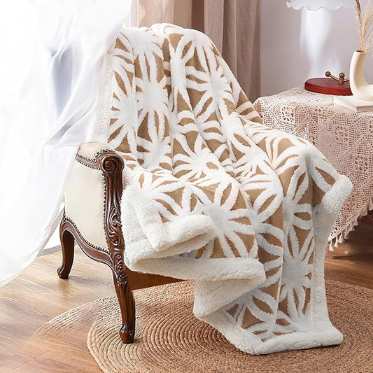 LOMAO Sherpa Fleece Blanket Fuzzy Soft Throw Blanket Dual Sided Blanket for Couch Sofa Bed (Khaki, 51"x63")