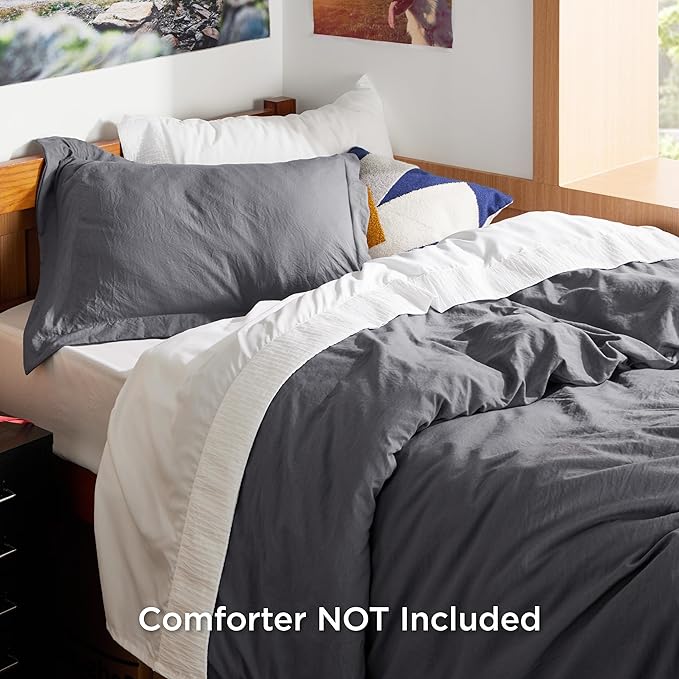 Bedsure Dark Grey Duvet Cover Twin/Twin XL Size - 2 Pieces Prewashed Cotton-Like Extra Soft Bedding Set, Includes 1 Twin Duvet Cover 68x90 Inches with Zipper Closure & 1 Pillow Sham, No Comforter