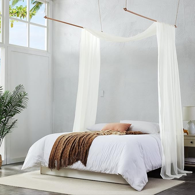 Warm Home Designs Light Beige Bed Canopy Curtains in 55 x 360 Inch Size. Our King Canopy Bed Curtains Work Great as Kids Canopy, Bed Scarf, Bed Curtain or to Enhance Bed Decor. BC Beige 360"