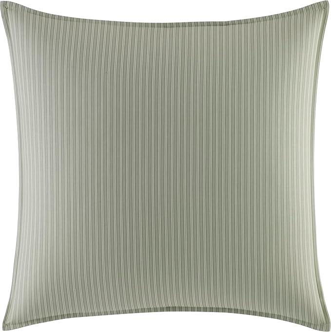 Laura Ashley - Queen Comforter Set, Reversible Cotton Bedding, Includes Matching Shams with Bonus Euro Shams & Throw Pillows (Natalie Sage/Off White, Queen)