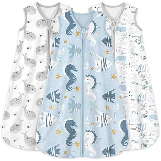 Yoofoss Baby Sleep Sack 18-24 Months 0.5 Tog Wearable Blanket for Baby, 3 Pack 100% Organic Cotton Infant Toddler Sleeping Sack 2-Way Zipper Lightweight Sleep Sack
