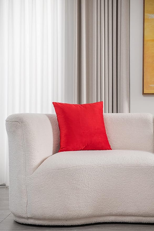 Euro Sham Covers 26x26 Christmas Red: Pack of 2 Cozy Soft Velvet Square Modern Luxury Decorative Throw Pillow Cases for Sofa Couch Living Room Bed Home Decor