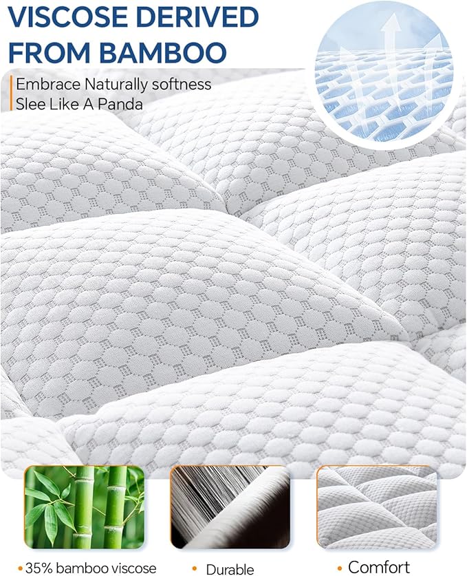 BEDELITE Full Mattress Topper Dual Layer 4 Inch Memory Foam Mattress Topper, 2 Inch Pilow Top Mattress Pad and 2 Inch Premium Gel Foam Mattress, with Stretchable Pockets Up to 6"-24"