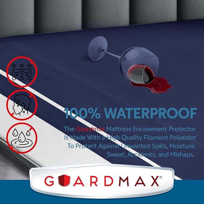 Guardmax Jersey Knitted Mini Crib Size Zippered Mattress Encasement - Waterproof & Bed Bug Proof Mattress Protector - Comfortable, Soft, and Noiseless Zippered Bedding - Dust Mite Proof (24 x 38 x 3)