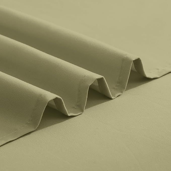 Elegant Comfort Luxurious 1500 Premium Hotel Quality Microfiber Three Line Embroidered Softest 4-Piece Bed Sheet Set, Wrinkle and Fade Resistant, King, Sage-Green