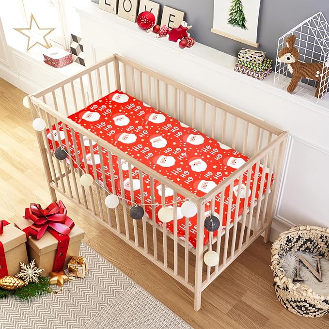 UOMNY Santa Claus Crib Sheet Christmas Fitted Crib Sheets Baby Sheet for Standard Crib and Toddler Mattresses Nursery Bedding Sheet Crib Mattress Sheets for Boys and Girls 1 Pack Space Toddler