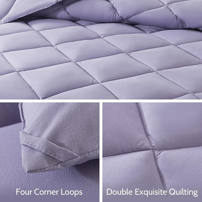Decroom Lightweight King Comforter Set with 2 Pillow Sham - 3 Pieces Set - Quilted Down Alternative Comforter/Duvet Insert for All Season - Lavender - King Size