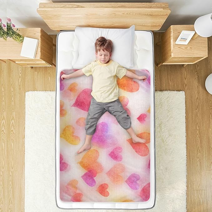 Waterproof Bed Pad Reusable Changing Pad Toddler Mattress Protector Large Pee Pad Baby Diaper Pad Soft Washable Liner Valentine Watercolor Heart Pink