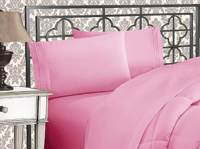 Elegant Comfort 1500 Thread Count Wrinkle & Fade Resistant Egyptian Quality Ultra Soft Luxurious 2-Piece Pillowcases, King Size, Light Pink