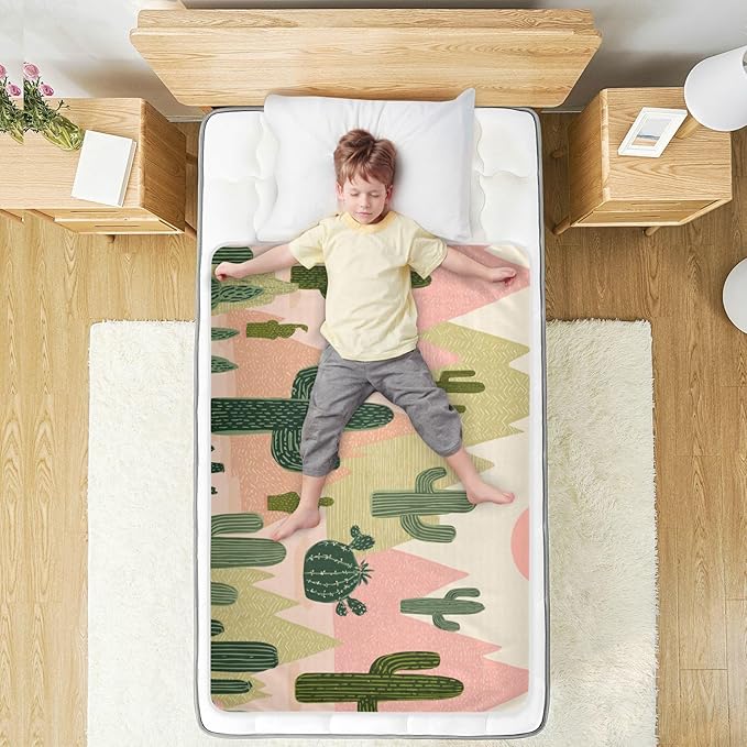 Waterproof Bed Pad Reusable Changing Pad Toddler Mattress Protector Large Pee Pad Baby Diaper Pad Soft Washable Liner Boho Cacti Mountains Sun