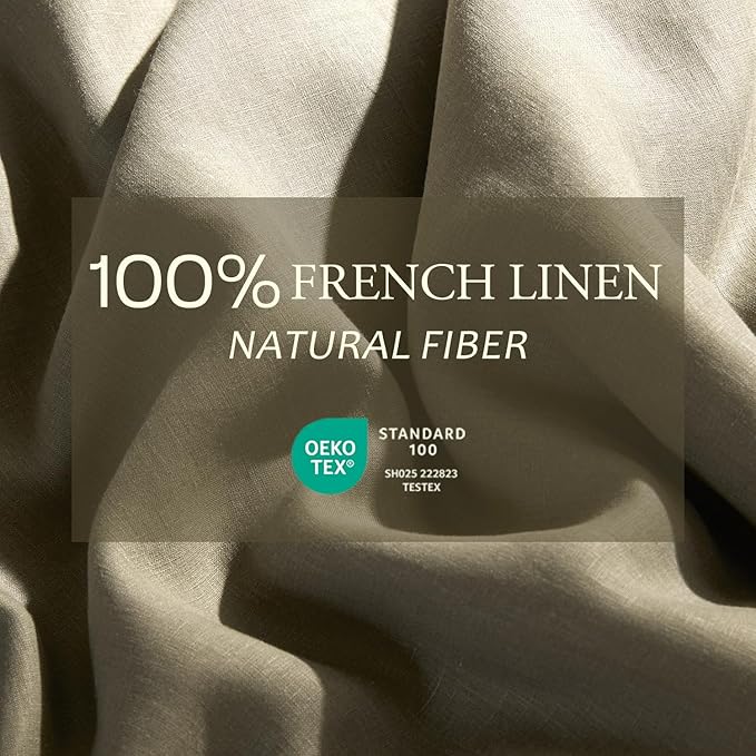 DAPU 100% Linen Duvet Cover Set - Pure Natural French Flax Linen with Corner Ties and Zipper Closure Soft Breathable Durable for Hot Sleepers 1 Duvet Cover 2 Pillowcases (Forest Green, Queen)