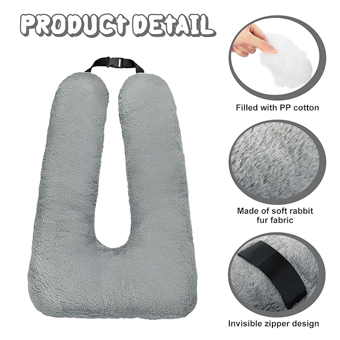 Hoteam 2 Pcs Travel Pillow Car Sleeping Kid Neck U Shaped for The Back Seat Adults Children Head and Body Support Long Distance Journey Accessories (Gray)